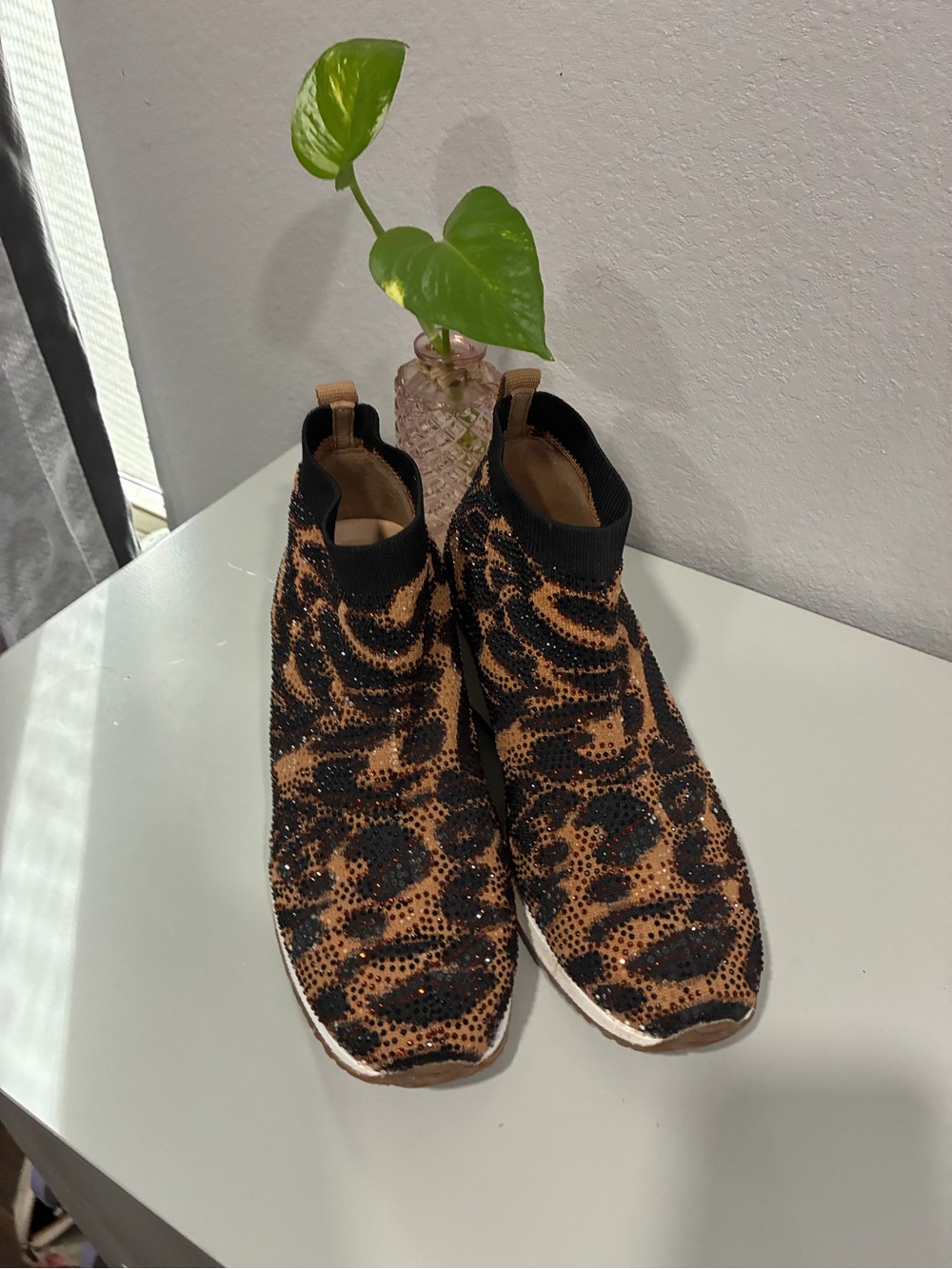 Alex Marie Leopard-Print Knit Slip-On Sneakers - Tan & Black